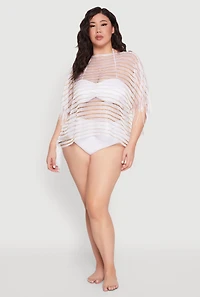 Lurex Shadow Stripe Fringe Swim Cover Up