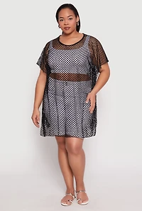 Womens Fishnet Swim Cover Up, Black