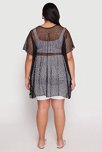 Womens Fishnet Swim Cover Up, Black