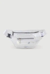 Womens Double Zip Clear Fanny Pack, Clear