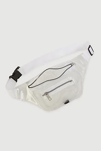 Womens Double Zip Clear Fanny Pack, Clear
