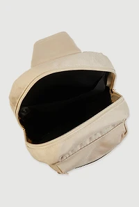 Womens Double Pocket Sling Backpack, Beige