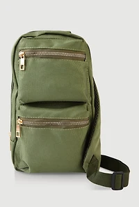 Womens Double Pocket Sling Backpack, Green