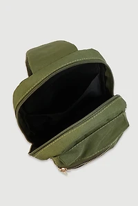 Womens Double Pocket Sling Backpack, Green