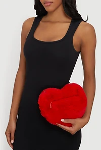 Faux Fur Heart Shaped Convertible Crossbody Bag