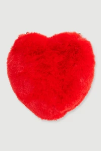 Faux Fur Heart Shaped Convertible Crossbody Bag
