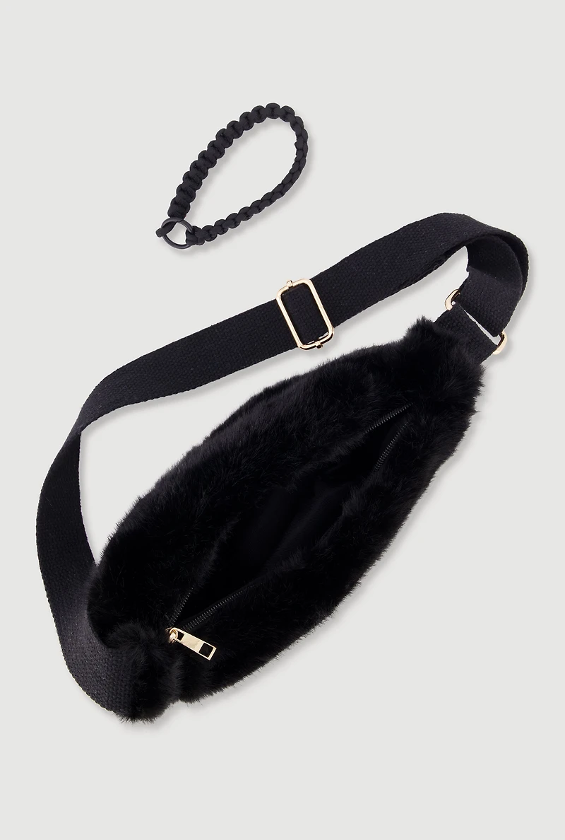 Faux Fur Fanny Pack with Wristlet