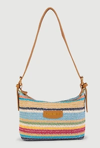 Striped Raffia Shoulder Bag