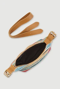 Striped Raffia Shoulder Bag