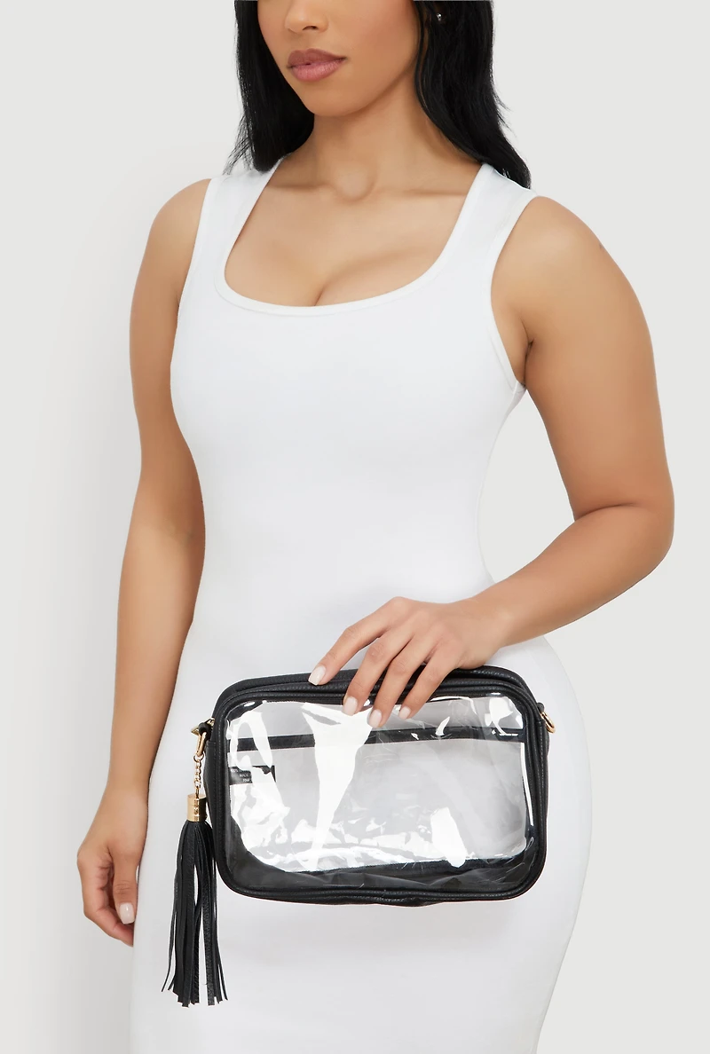 Transparent Crossbody Bag with Tassel
