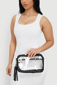 Transparent Crossbody Bag with Tassel