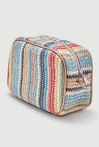 Striped Raffia Convertible Clutch