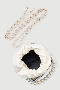 Striped Raffia Box Drawstring Pouch Convertible Crossbody Bag