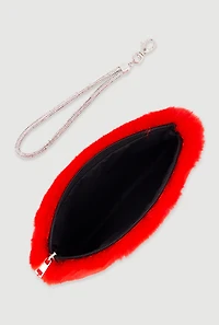Faux Fur Wristlet with Removable Strap