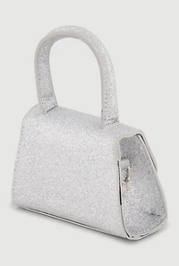 Rhinestone Bow Detail Glitter Crossbody Bag with Removable Chain Strap