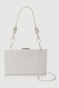 Womens Rhinestone Studded Convertible Strap Crossbody Clutch, Silver