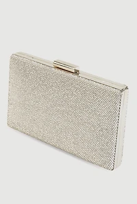 Womens Rhinestone Studded Convertible Strap Crossbody Clutch, Silver