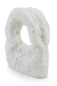 Womens Faux Fur Mini Crossbody Bag, White