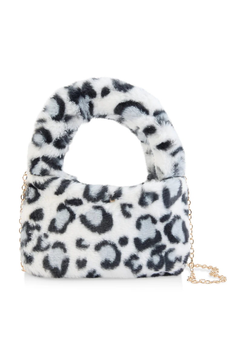 Womens Faux Fur Mini Crossbody Bag, Multi