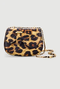 Leopard Print Clutch with Removable Chain Strap