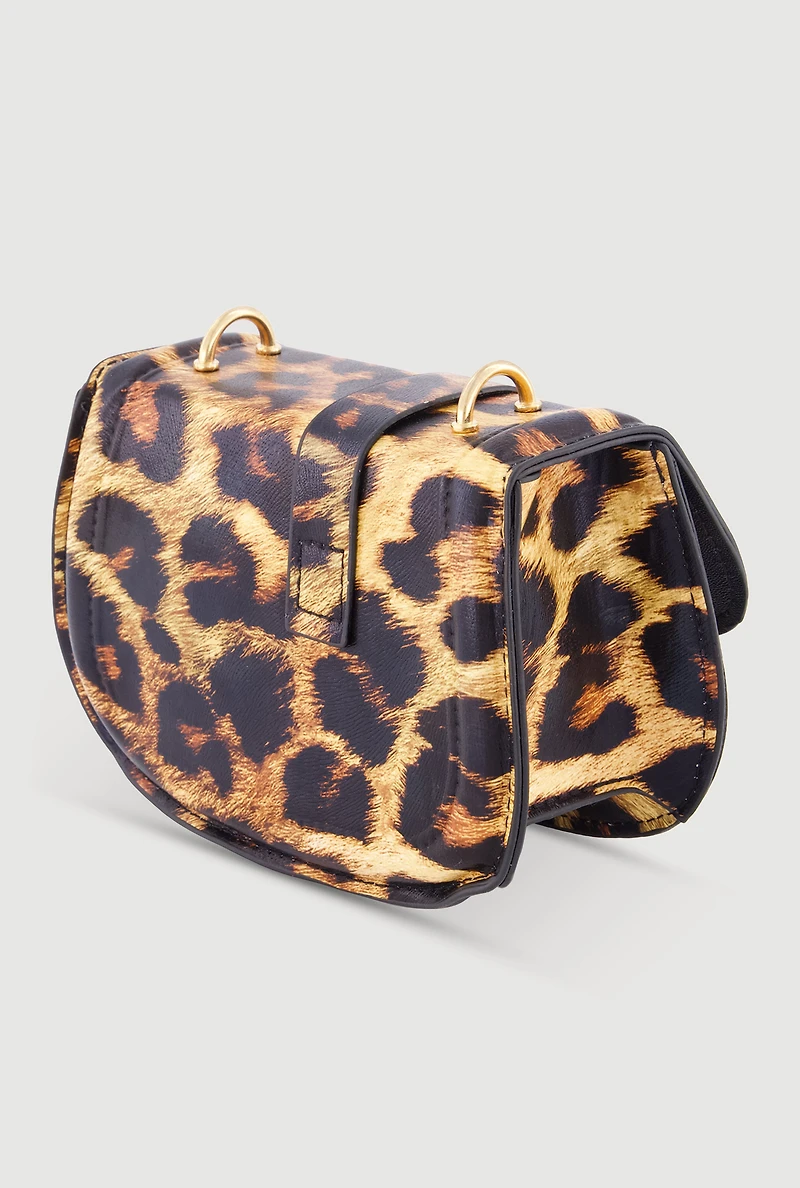 Leopard Print Clutch with Removable Chain Strap
