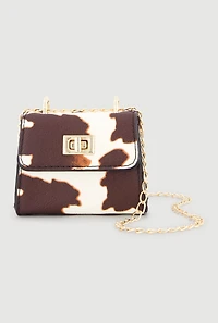 Patterned Faux Leather Mini Convertible Crossbody Handbag