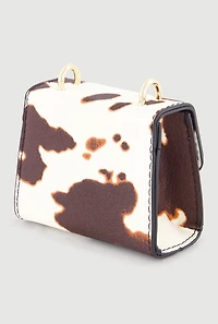 Patterned Faux Leather Mini Convertible Crossbody Handbag