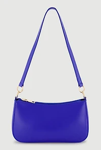 Solid Faux Leather Handbag