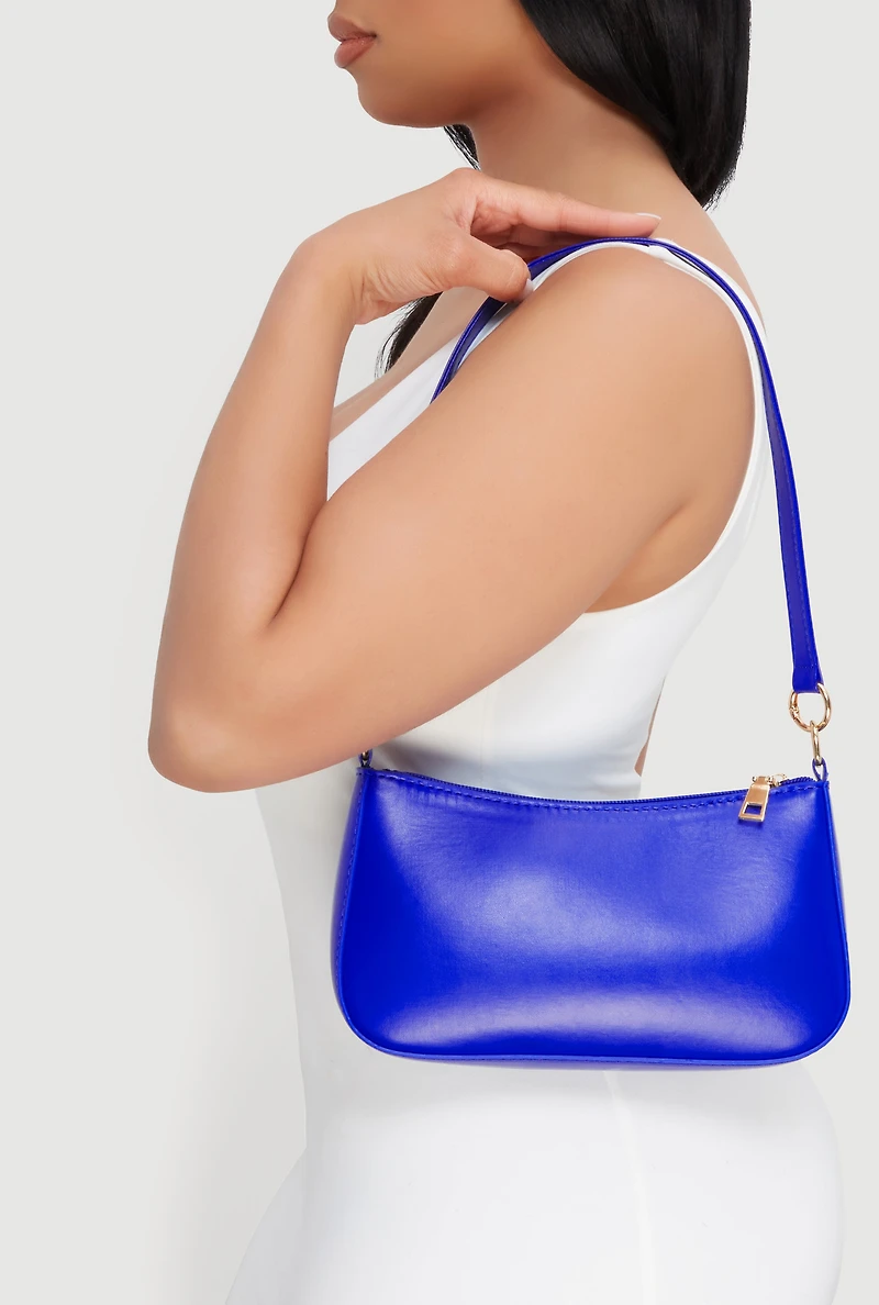 Solid Faux Leather Handbag