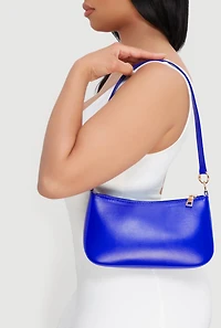 Solid Faux Leather Handbag