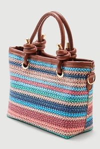 Striped Raffia Convertible Crossbody Bag