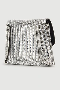 Mini Rhinestone Envelope Clutch with Removable Strap