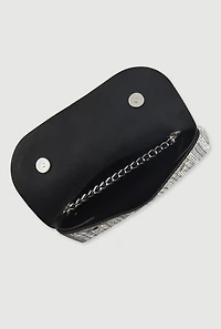 Patterned Rhinestone Clutch with Removable Chain Strap