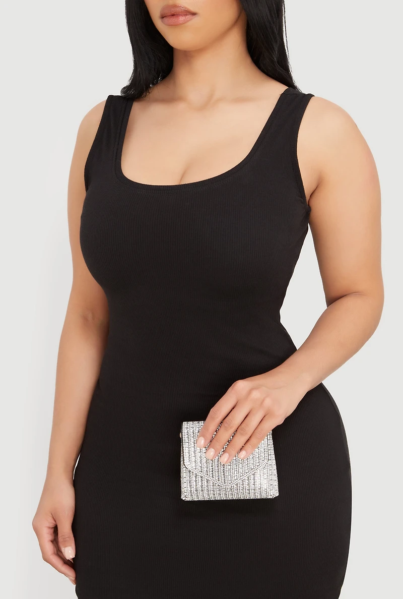 Mini Rhinestone Convertible Envelope Clutch