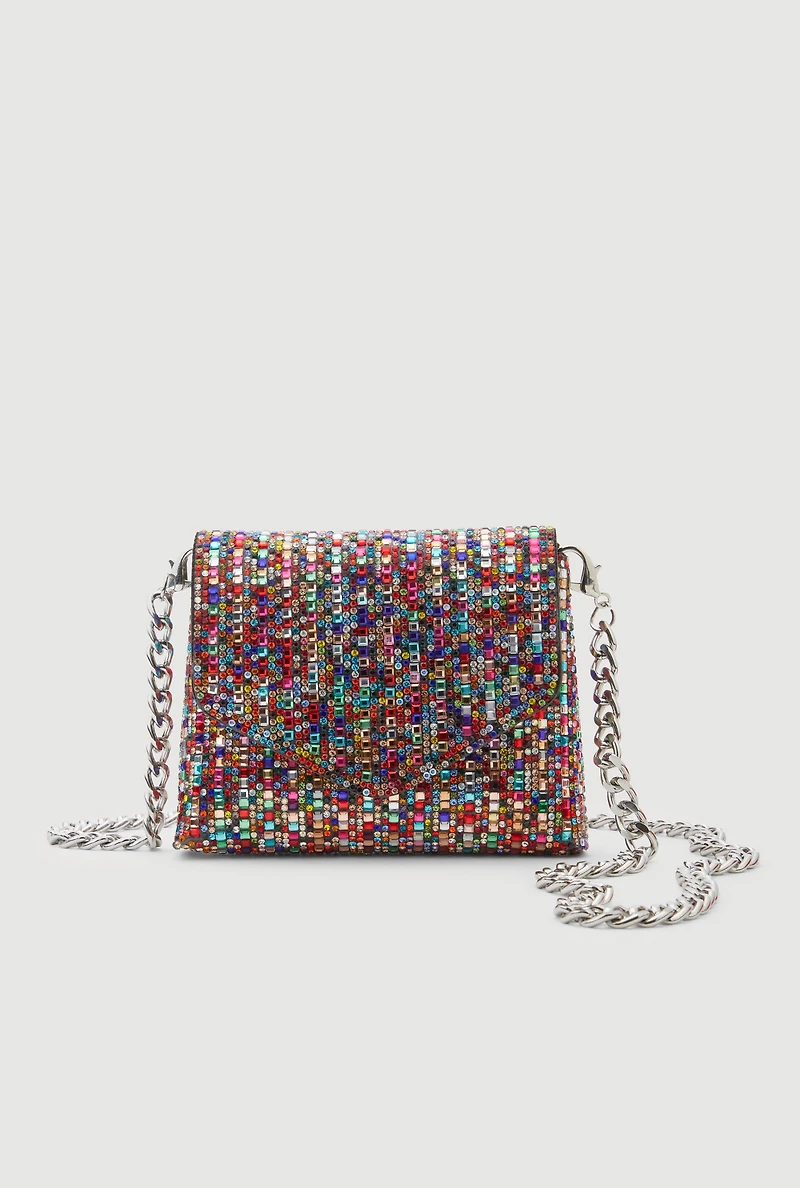 Mini Rhinestone Convertible Envelope Clutch