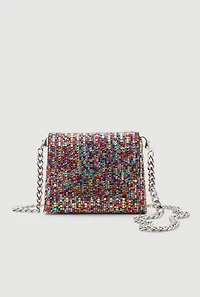 Mini Rhinestone Convertible Envelope Clutch