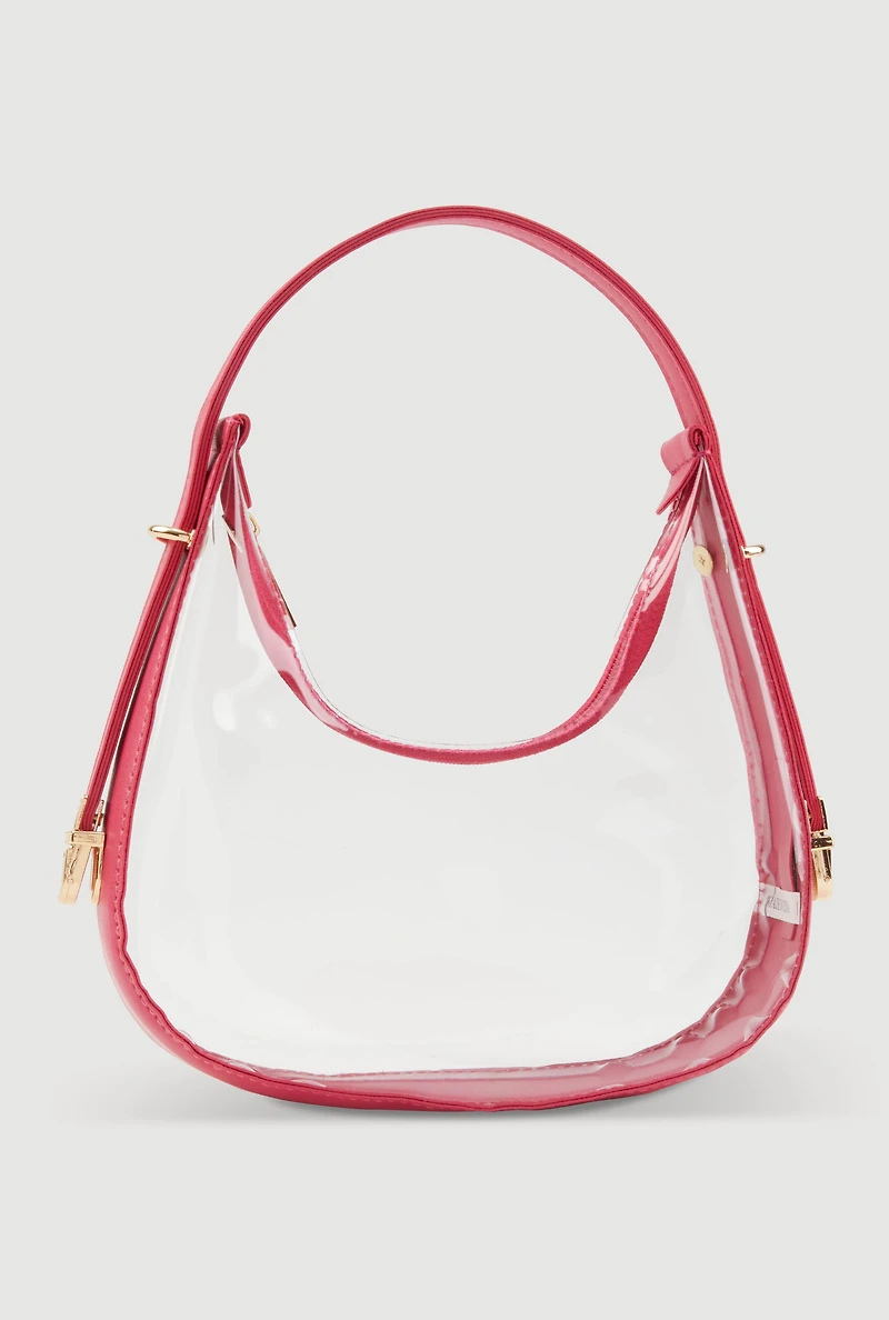 Transparent Handbag with Contrast Trim