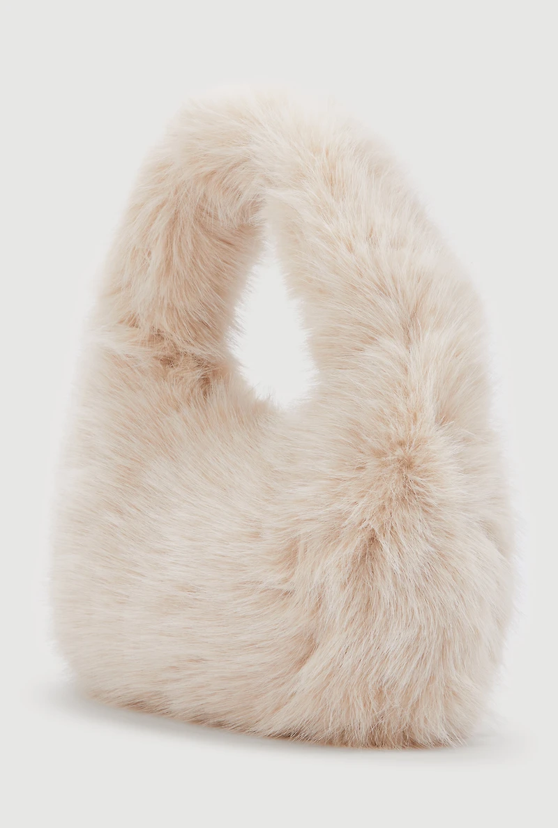 Faux Fur Hobo Handbag
