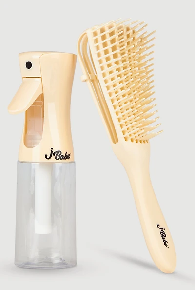 Jbabe Detangling Flexi Brush and Continuous Spray Bottle