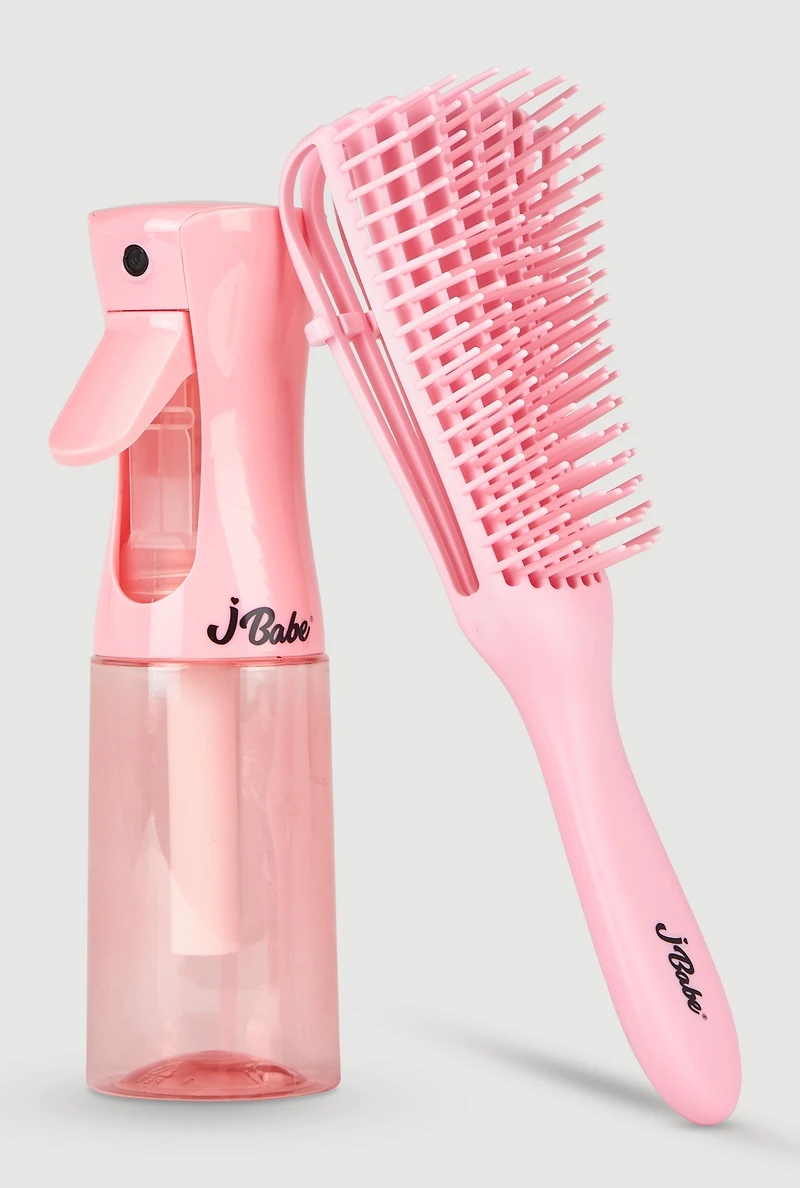 Jbabe Detangling Flexi Brush and Continuous Spray Bottle