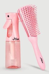Jbabe Detangling Flexi Brush and Continuous Spray Bottle