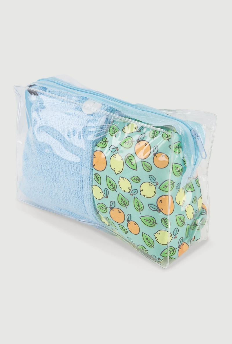 Turban Head Wrap and Citrus Print Shower Cap