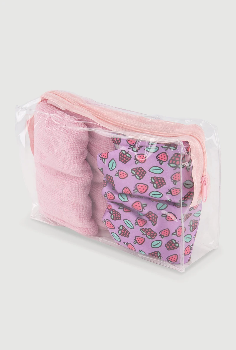 Turban Head Wrap and Berry Print Shower Cap