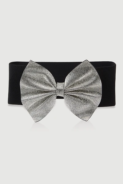 Rhinestone Studded Bow Belt