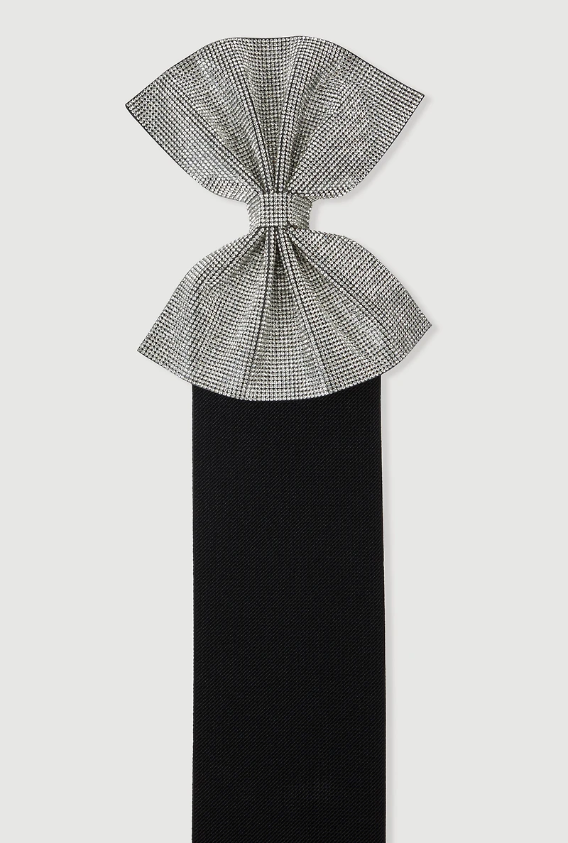 Rhinestone Studded Bow Belt