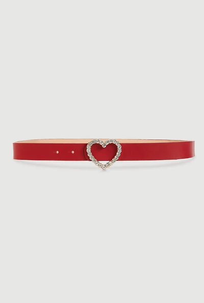 Plus Rhinestone Heart Buckle Belt