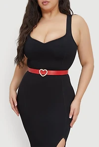 Plus Rhinestone Heart Buckle Belt