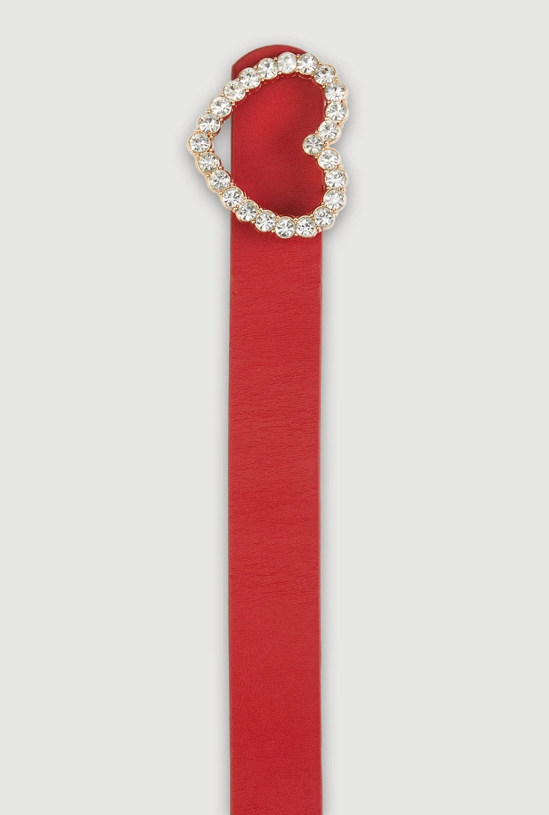 Plus Rhinestone Heart Buckle Belt