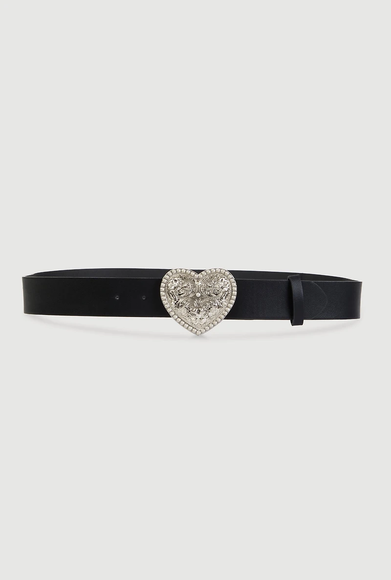 Plus Metallic Heart Buckle Belt