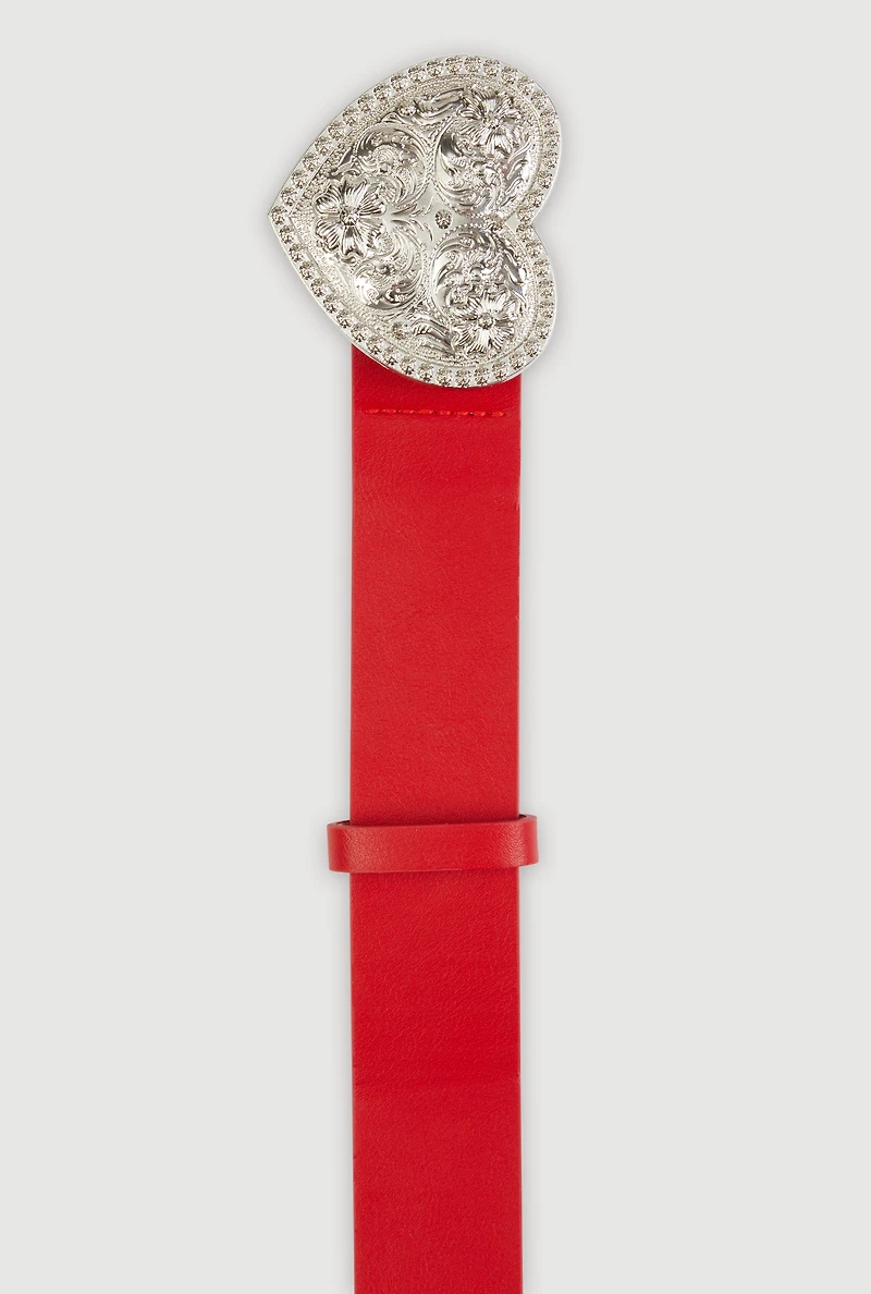 Plus Metallic Heart Buckle Belt